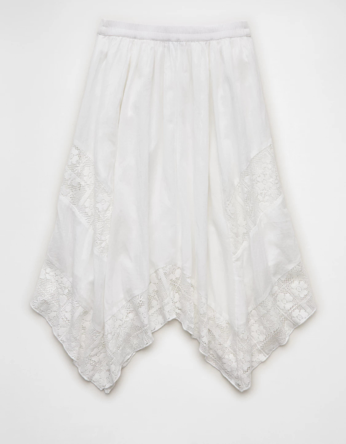 AE High-Waisted Lace Insert Midi Skirt | American Eagle Outfitters (US & CA)