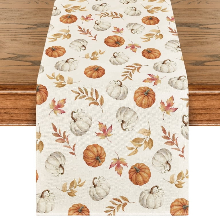 Smile Orange Pumpkins Fall Maple Leaves Fall Table Runner, Seasonal Autumn Kitchen Dining Table D... | Walmart (US)