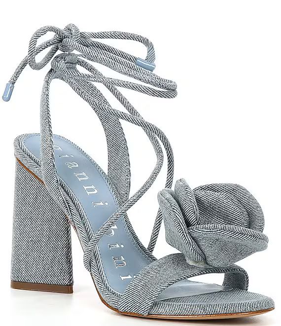 Dakota Denim Flower Ankle Wrap Dress Sandals | Dillard's