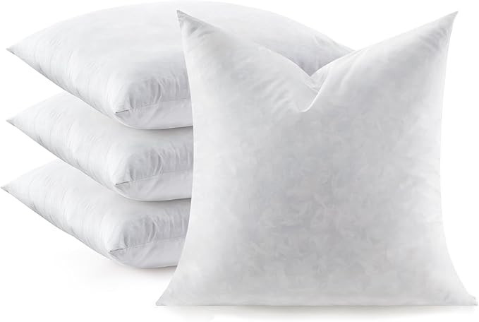 Feather Throw Pillow Inserts Set of 4, Soft Fluffy Square 18 x 18 Inches Decorative Pillow Insert... | Amazon (US)