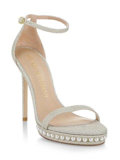 Nudistdisco Faux Pearl-Embellished Glitter Sandals | Saks Fifth Avenue