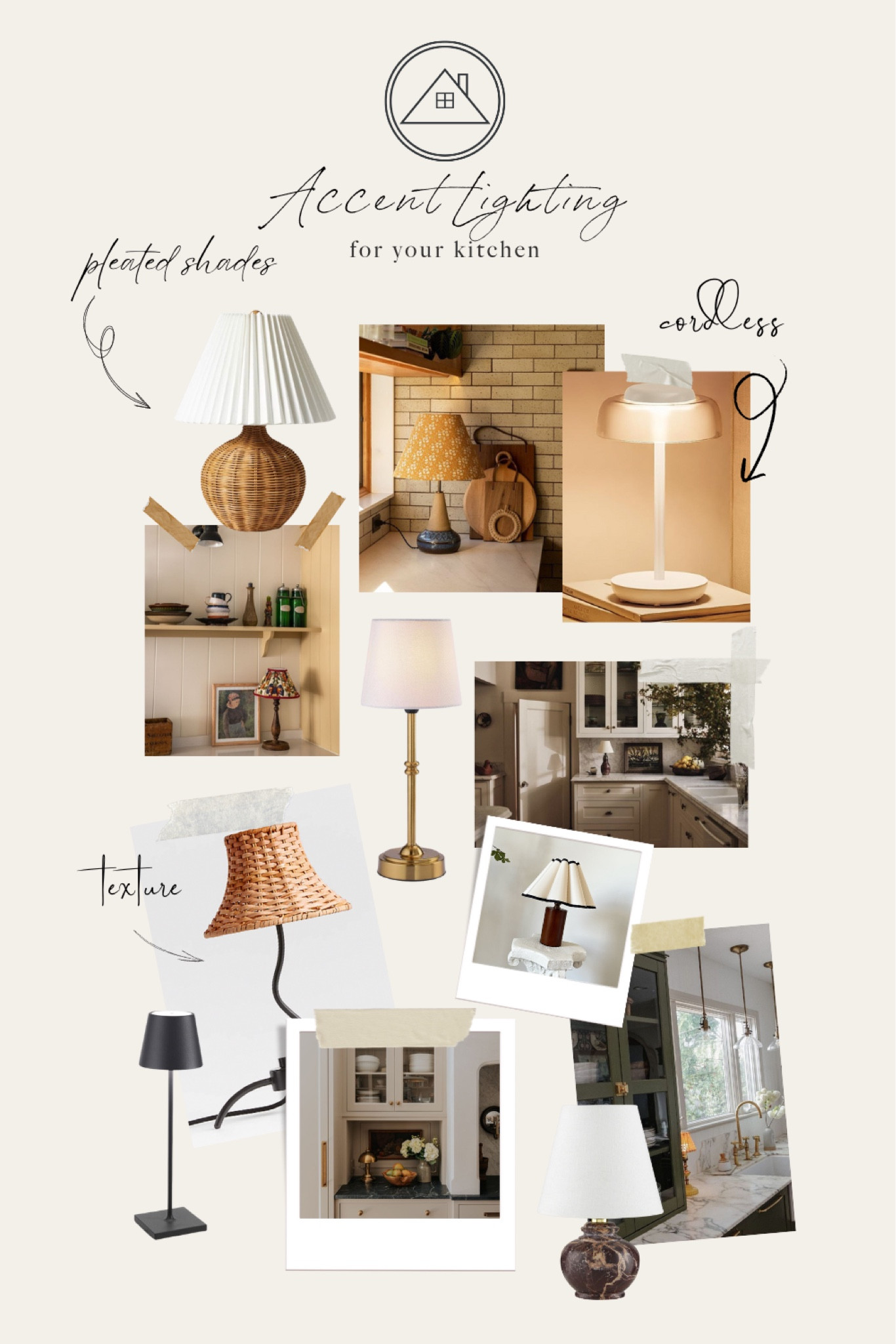 Here's a tip straight from my client installs: add a lamp! That's right- lamps aren't just for the living room anymore. Adding another layer of light makes your space feel more expansive and expensive. If you're not a fan of cords and clutter, I have the perfect solution. There are these super cool cordless, battery-operated LED lamps that are both stylish and practical! These have been some of my favorite finds recently... Think sleek, minimalist designs that seamless blend into your kitchen decor. These subtle details will give your kitchen that extra oomph of sophistication!