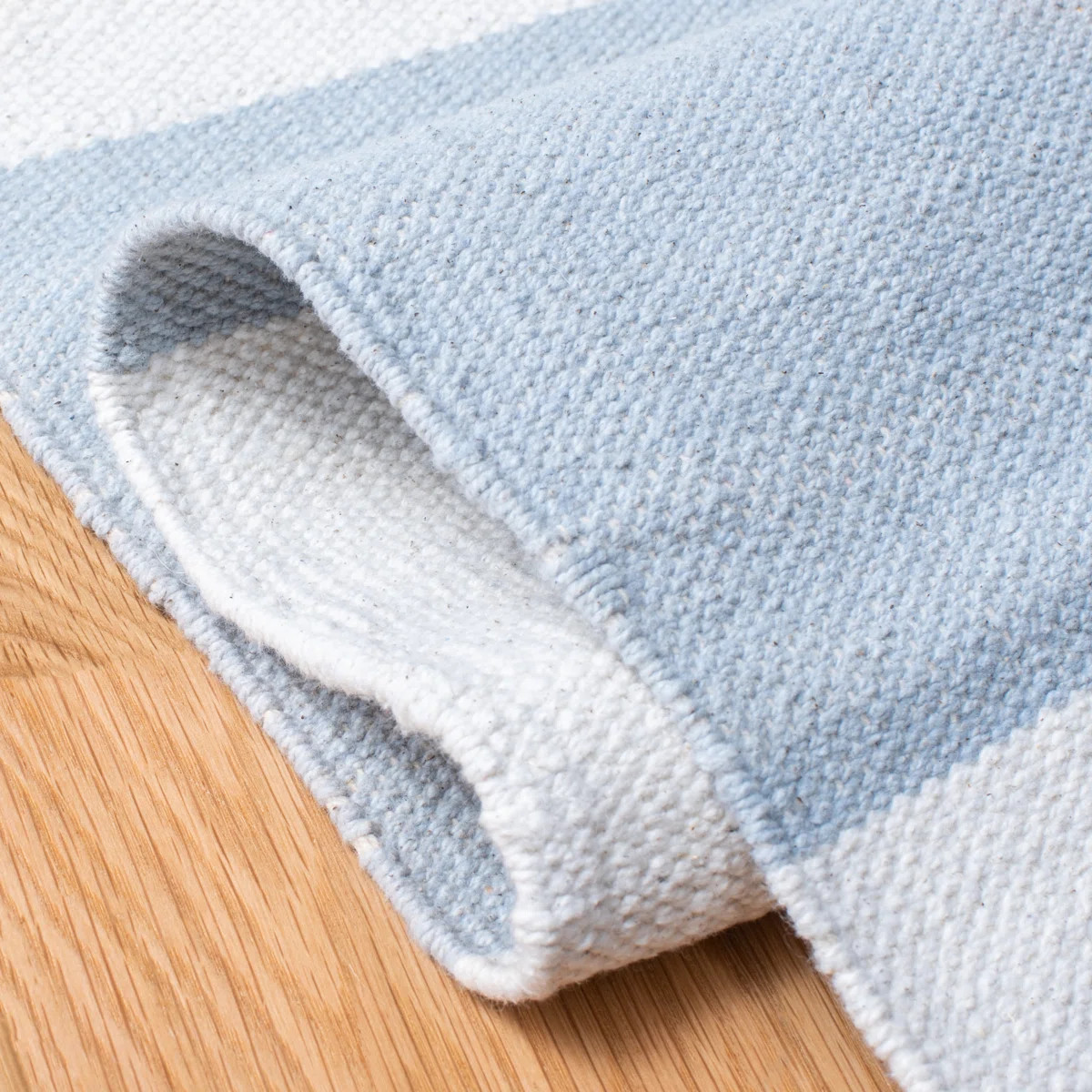 Brookvale Striped Handmade Cotton Sky Blue/Ivory Area Rug | Wayfair North America