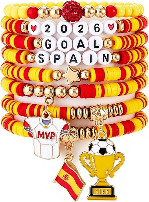 Soccer Bracelets for Women Stackable Beaded Stretch Bracelet Set 2026 Game Day Jewelry with Sport... | Amazon (US)