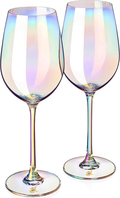 Dragon Glassware Wine Glasses, Shimmering Iridescent Color, 17.5-Ounce, Set of 2 | Amazon (US)