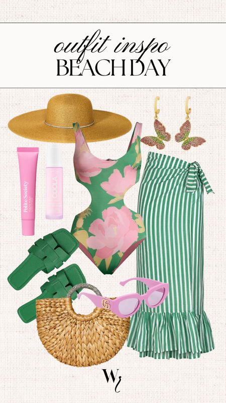 Spring break style, pink and green swimsuit cover-up, beach day outfit idea 

#LTKfindsunder50 #LTKsalealert #LTKstyletip