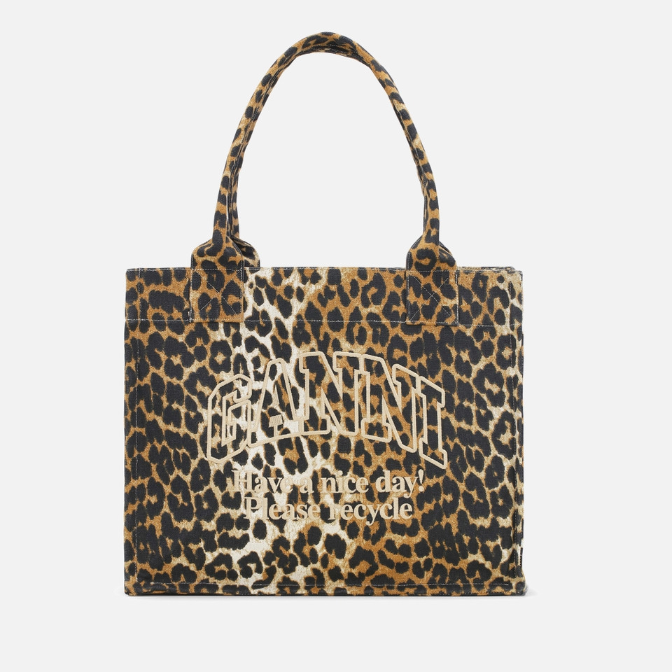 Ganni Easy Leopard-Print Cotton-Canvas Large Shopper Bag | Mybag.com (Global) 