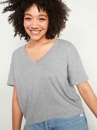 Loose Specially Dyed V-Neck Crop Tee for Women | Old Navy (US)