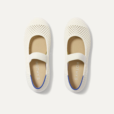 The Kids Mary Jane - White Open-Knit | Rothy's