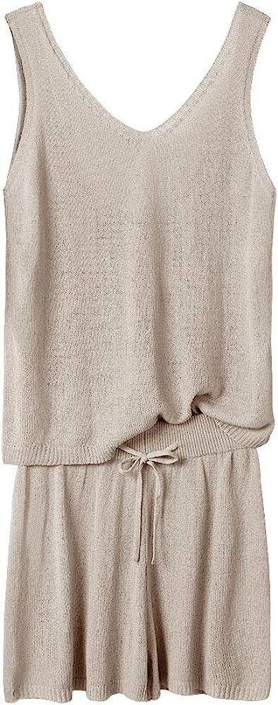 Women's Summer Lounge Sets Knit 2 Piece Outfits Tank Tops and Shorts Loungewear | Amazon (US)