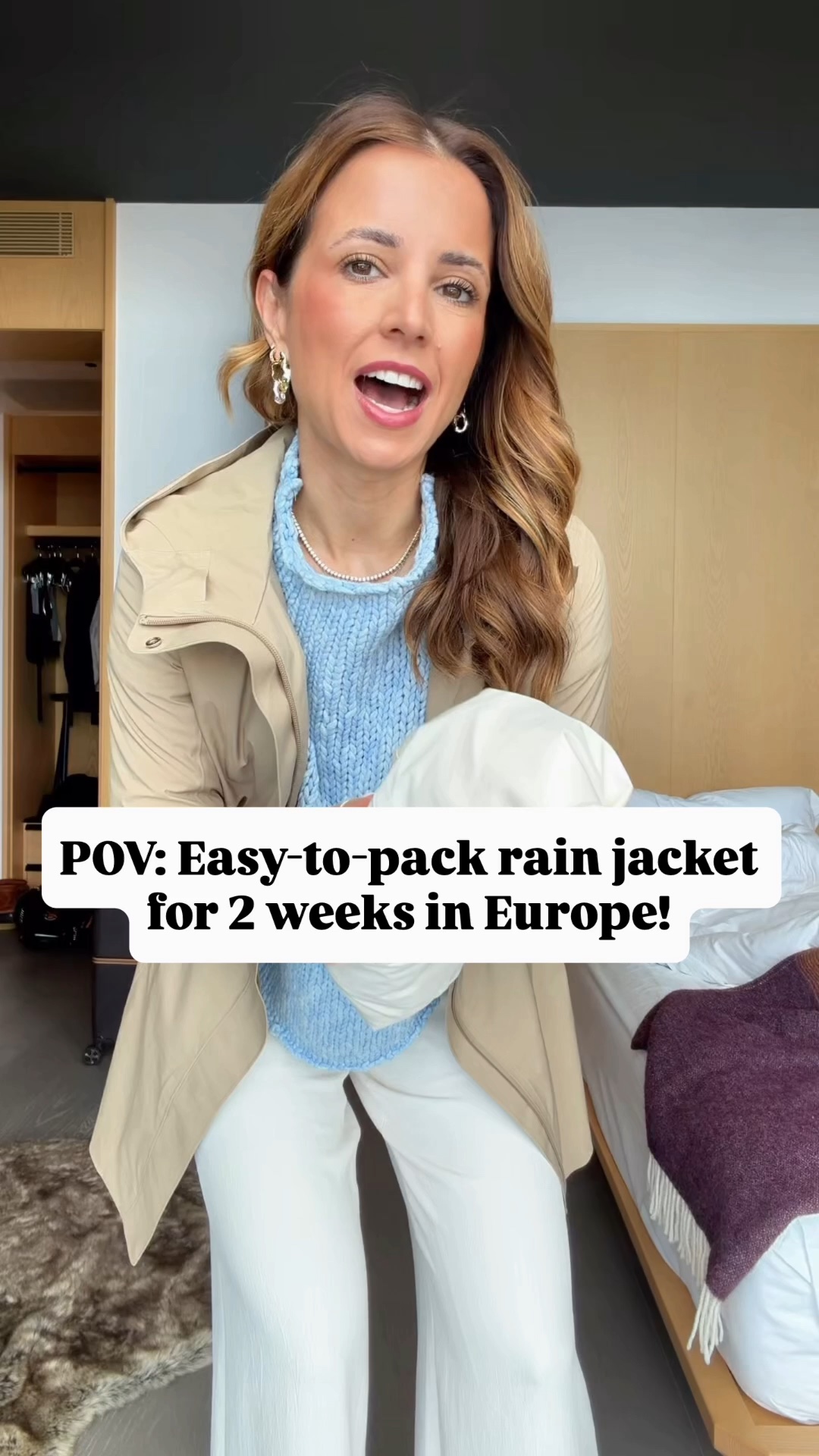 Easy to pack rain jacket in size 2. Waterproof and wind resistant. I wore this all over Europe! Europe outfits. Summer outfits. Fall outfits. Wearing XS shirt in wrinkle resistant pants and XS in sweater. 
Colors are whacky khaki and ivory. 
#LTKootd #LTKTravel #LTKPetite