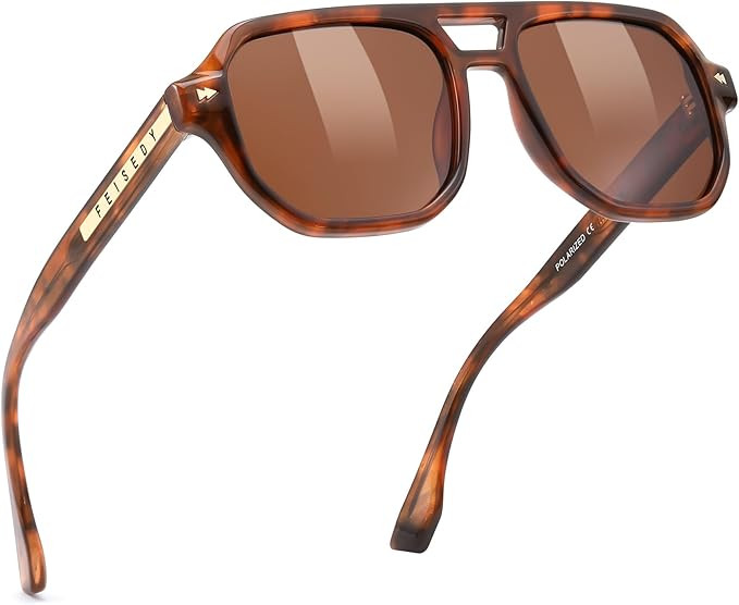 FEISEDY Women Polarized Aviator Sunglasses Men Classic Vintage 70's Style TR90 Acetate Frame UV40... | Amazon (CA)