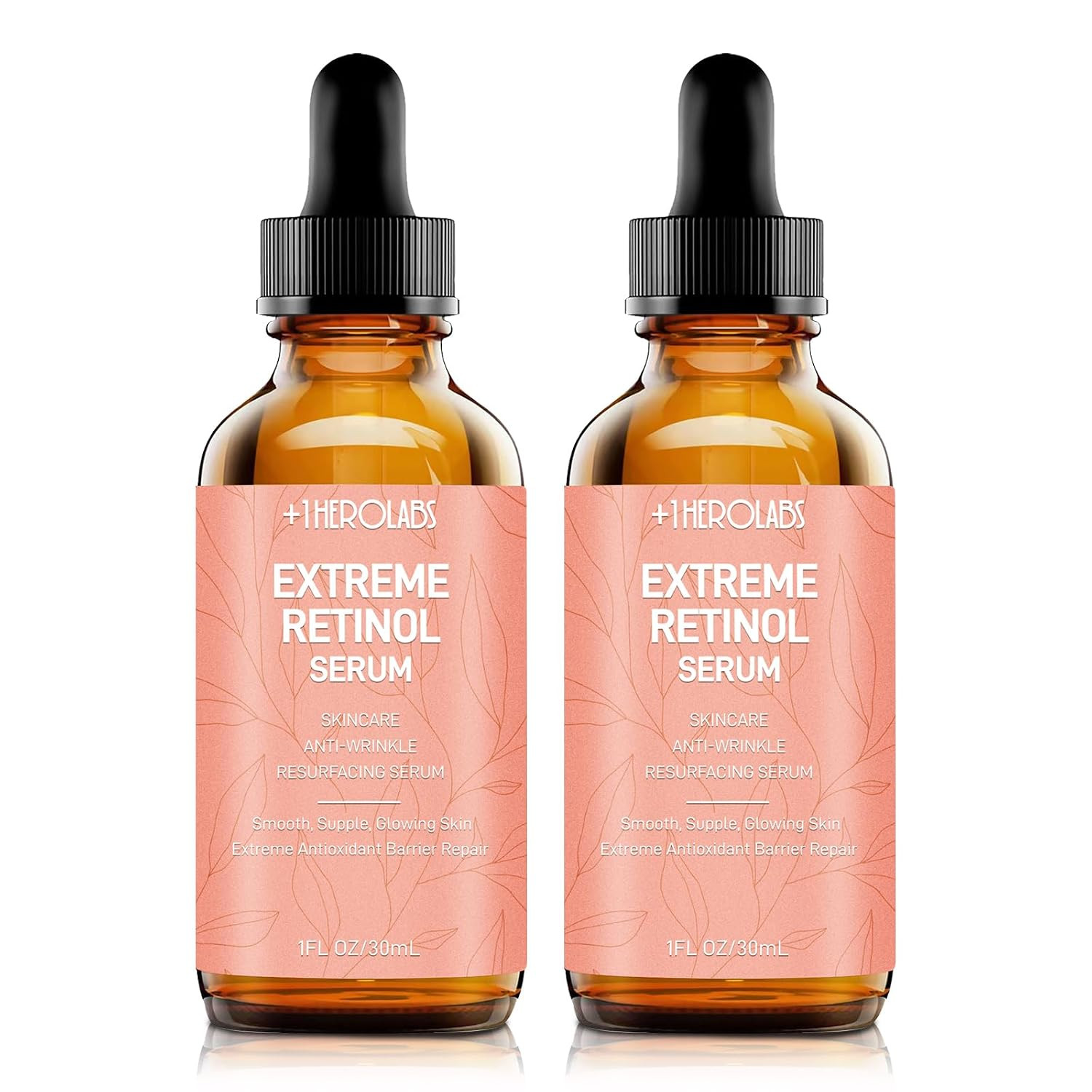 +1HEROLABS Retinol Serum Face 2.5%,B5 Herbal Resurfacing Retinol Serum with Vitamin C,Vitamin E,Hyaluronic Acid,Serum Anti-Aging,Wrinkle Smoothing,Dark Spot Corrector,Brighten Dullness 2 Packs | Amazon (US)