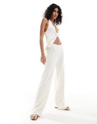 4th & Reckless maribel fine gauge knit beach trouser co-ord in ecru | ASOS (Global)