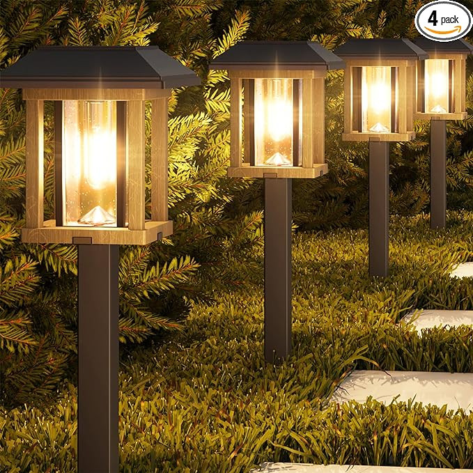 XMCOSY+ Solar Pathway Lights Outdoor, 25 LM LED Garden Lights with Seed Glass, 2-Tone/Colour, Wat... | Amazon (US)