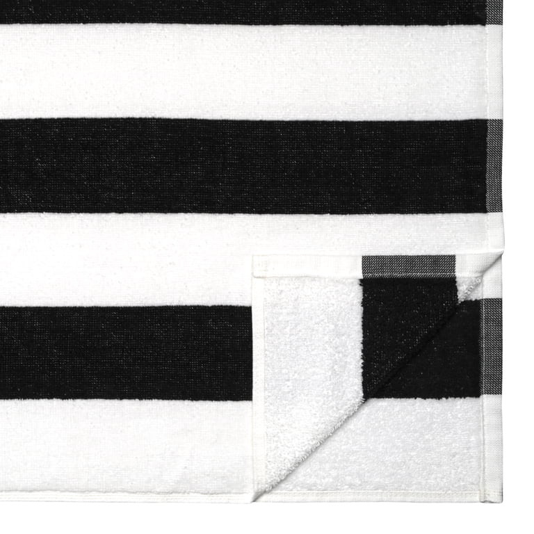 Mainstays Cabana Stripe Beach Towels, 4 Pack, 58 in x 28 in, Black | Walmart (US)