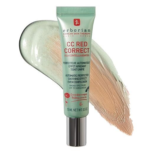 Erborian CC Red Color Correcting SPF 25 Green Pigment Cream, Neutralizes Redness, Calms Skin, Lig... | Amazon (US)