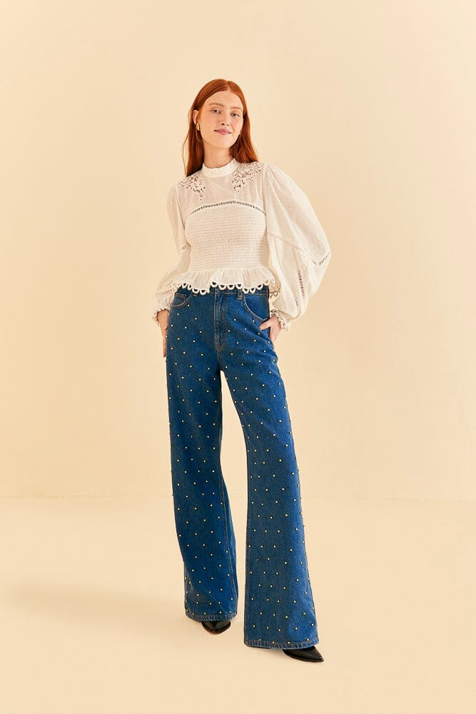 Baggy Beaded Jeans | FarmRio (US)
