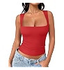 REORIA Butsmooth\u00ae Women's Square Neck Going Out Crop Tops Double Lined Cute Basic Tank Tops ... | Amazon (US)