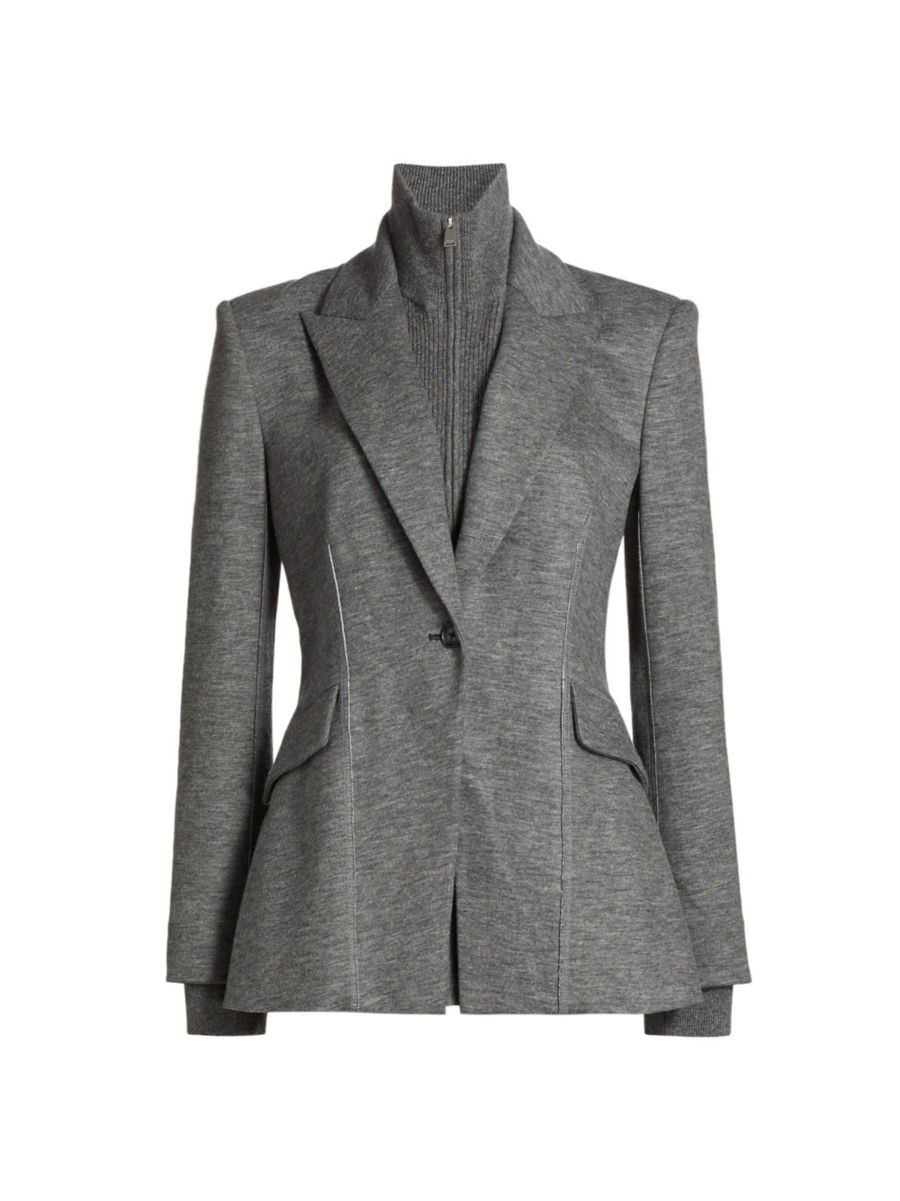 Auden Wool-Blend Single-Breasted Combo Blazer | Saks Fifth Avenue