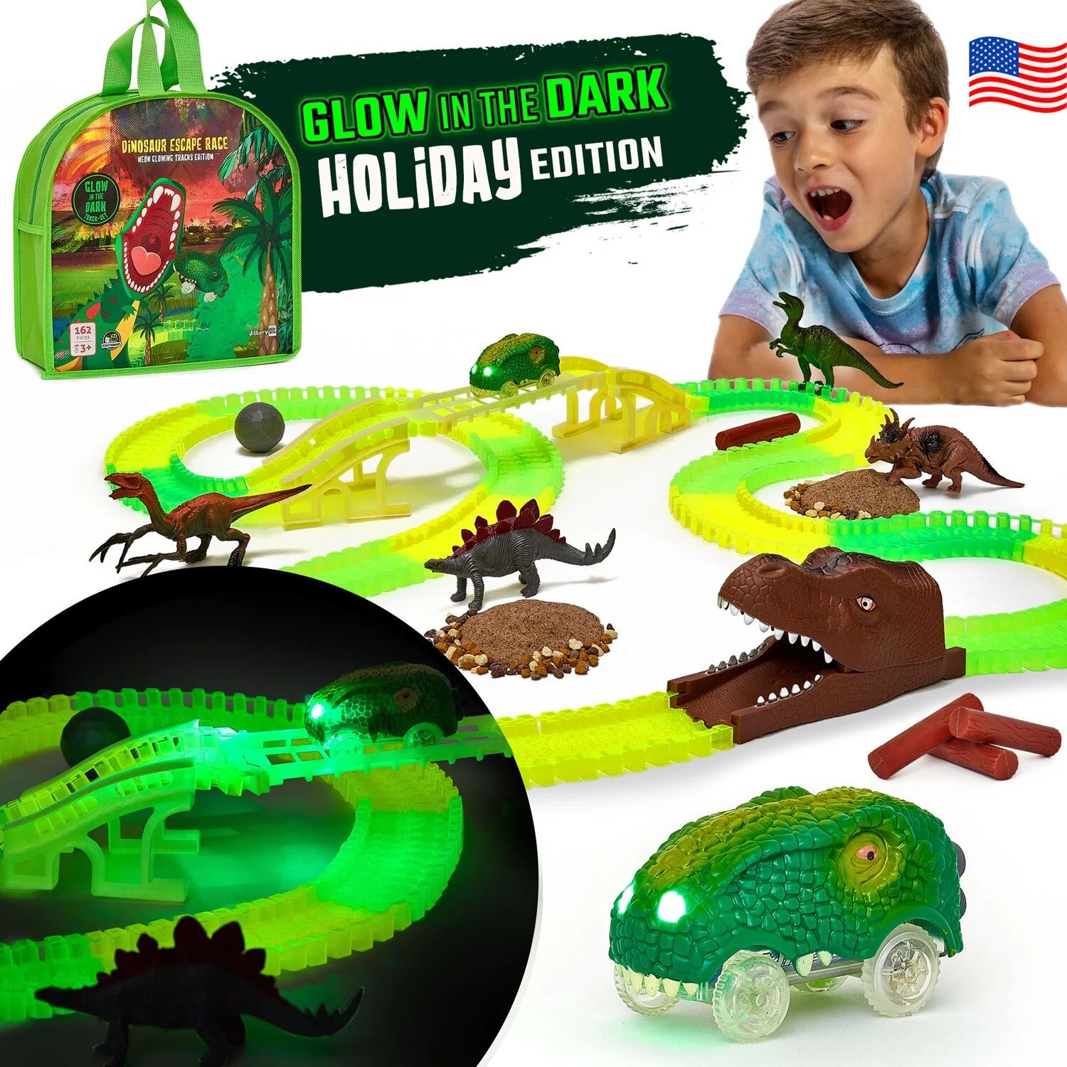 JitteryGit Dinosaur Toys Race Car Track STEM Set | Christmas Gifts For Boys Girls Kids Ages 3 4 5... | Walmart (US)