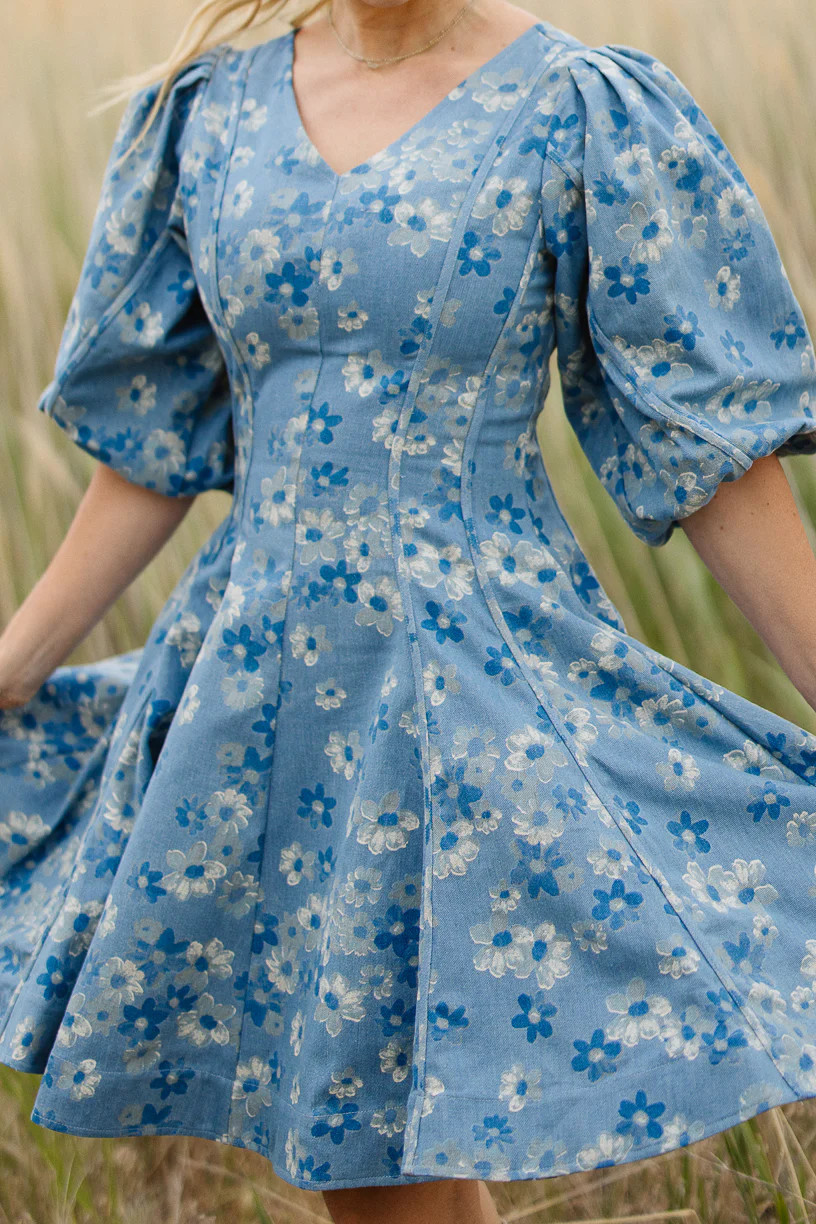 Leah Dress in Floral Denim | Ivy City Co