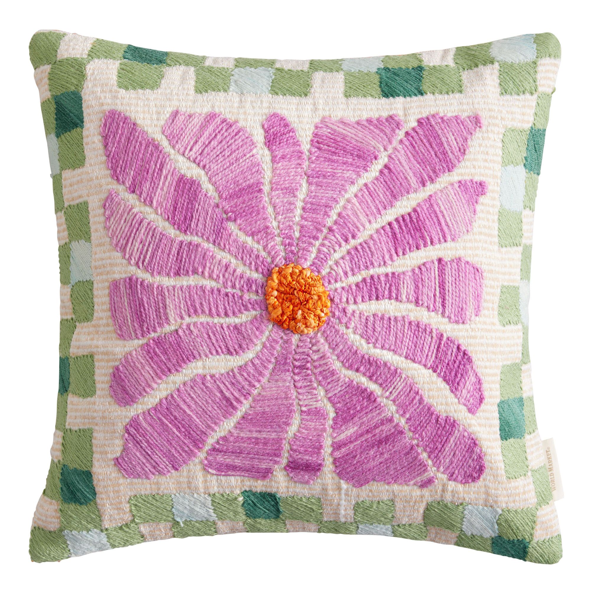 Magenta Abstract Floral Indoor Outdoor Throw Pillow - World Market | World Market