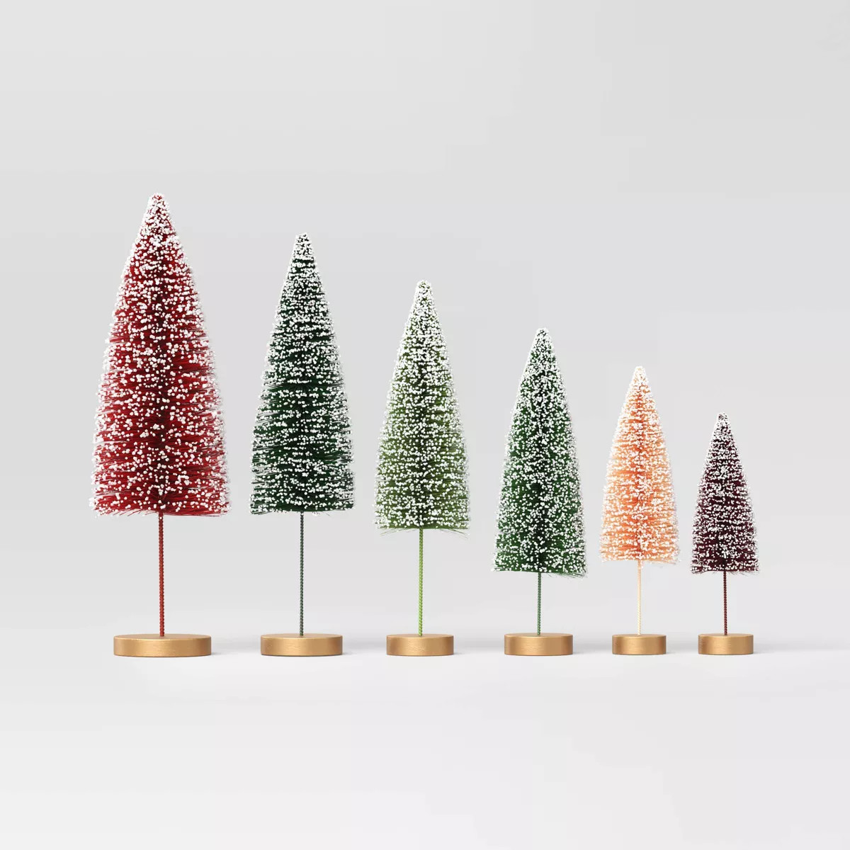 6pc Sisal Bottle Brush Tree Christmas Figurine Set - Wondershop™ | Target