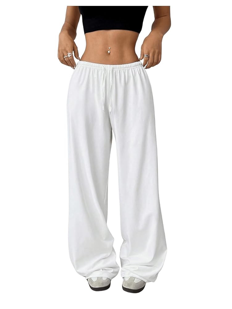 Women's Drawstring Waist Straight Streetwear Wide Leg Sweatpants Casual Loose Baggy Workout Long ... | Amazon (US)