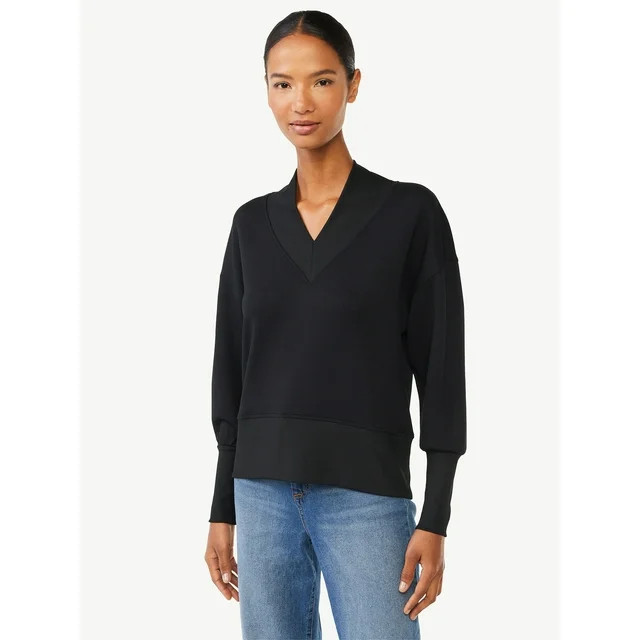 Scoop Women's Ultimate ScubaKnit V-Neck Sweatshirt, Sizes XS-XXL | Walmart (US)