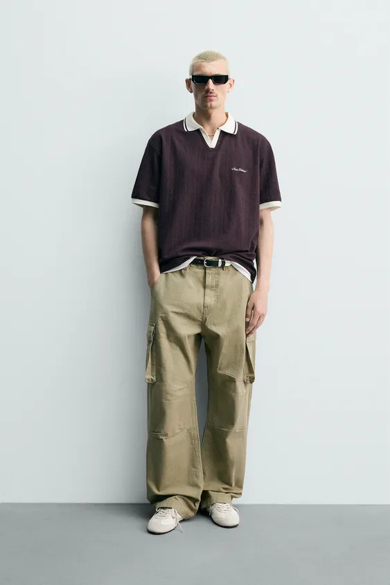 EMBROIDERED VERTICAL JACQUARD POLO | Zara US