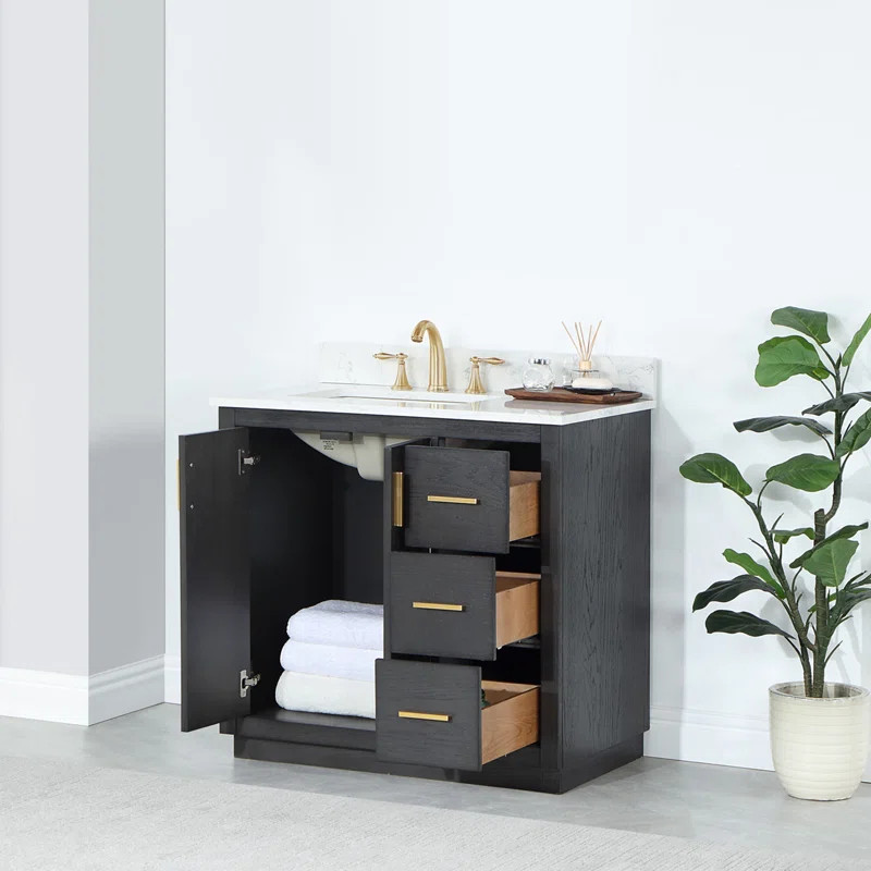 36'' Single Bathroom Vanity with Cultured Marble Top | Wayfair North America