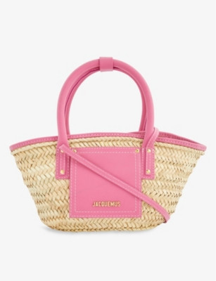 Le Panier Soleil petite palm and leather tote bag | Selfridges