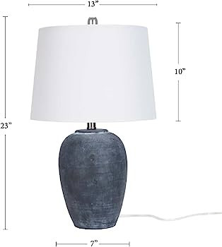 Nourison 23" Black Vintage Distressed Ceramic Pot Table Lamp for Bedroom, Living Room, End Table,... | Amazon (US)