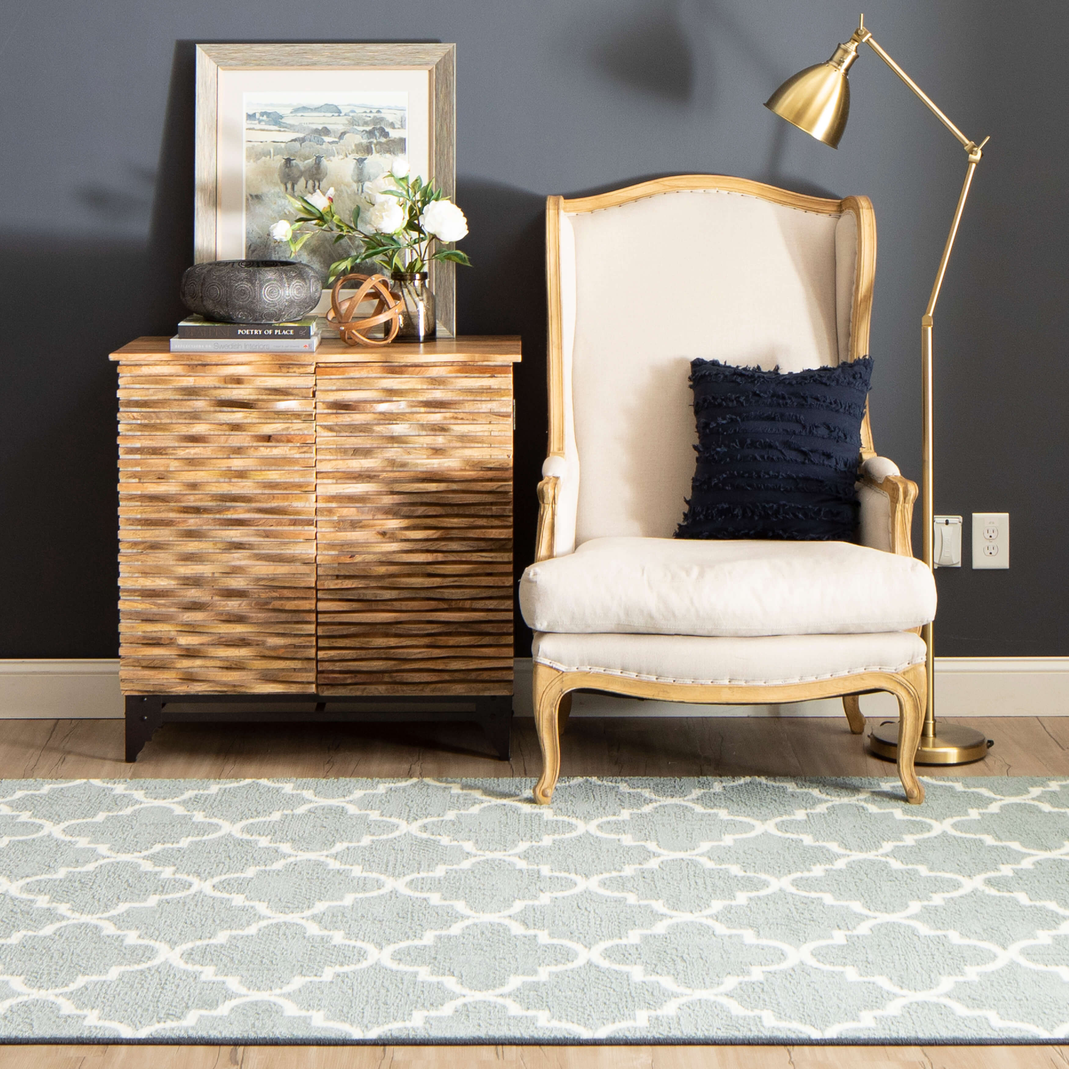 Acropolis Trellis Gray & White Area Rug | Covered By Rugs