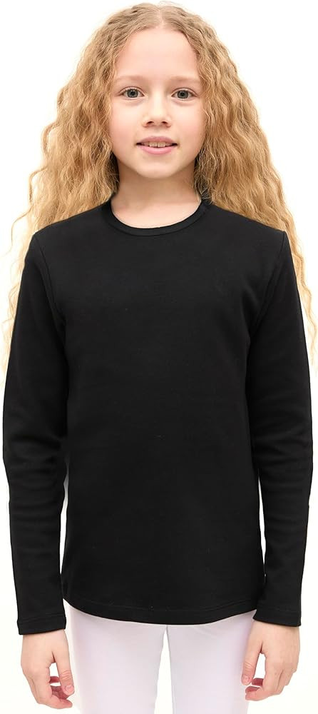 Lilax Girls' Basic Long Sleeve Round Neck Cotton T-Shirt | Amazon (US)