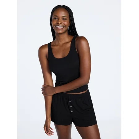 Joyspun Women’s Sleep Ribbed Modal Tank Top and Shorts Set, Size XS-XL, 2X-3X | Walmart (US)