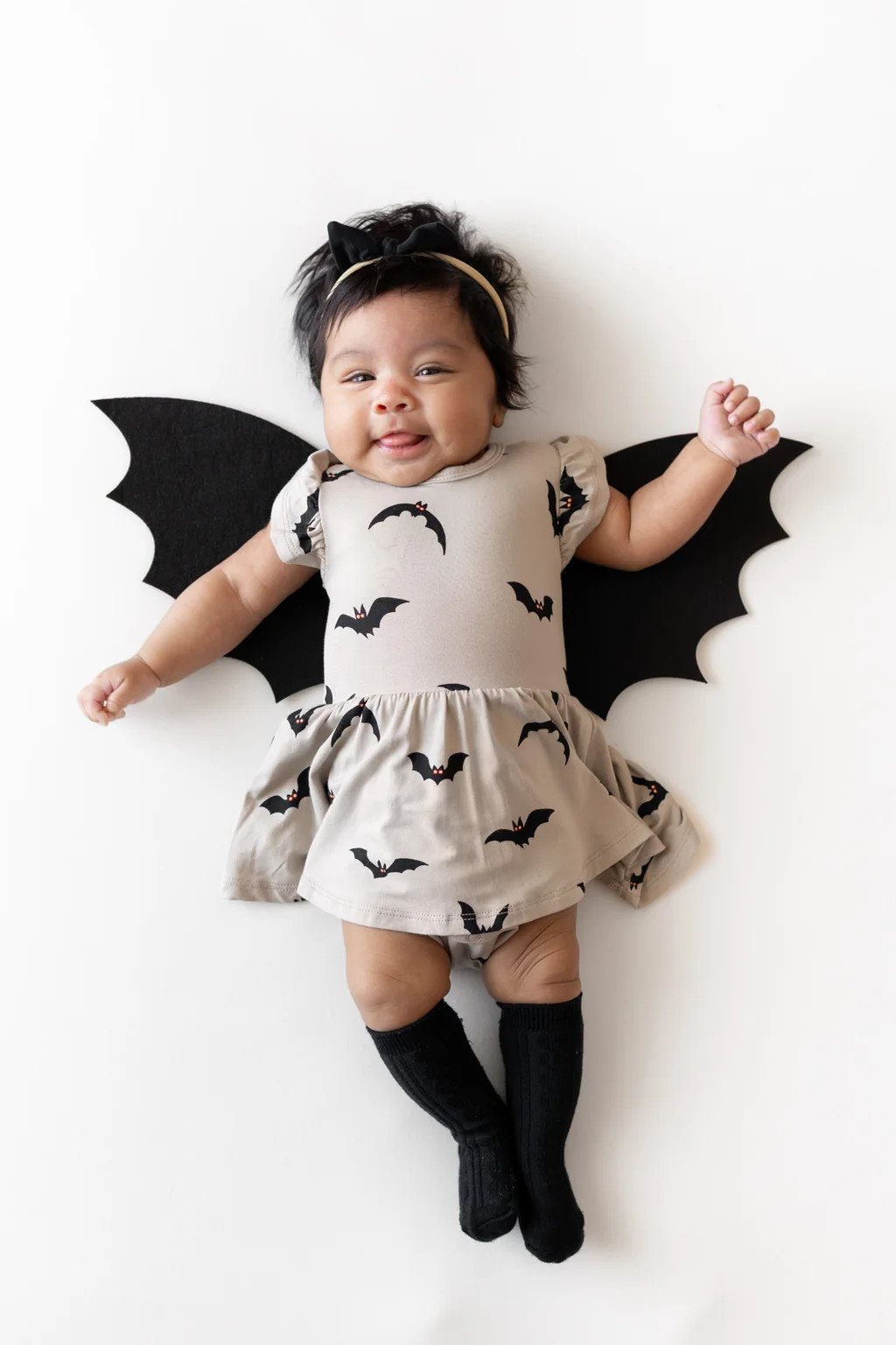 Twirl Bodysuit Dress in Bats | Kyte Baby