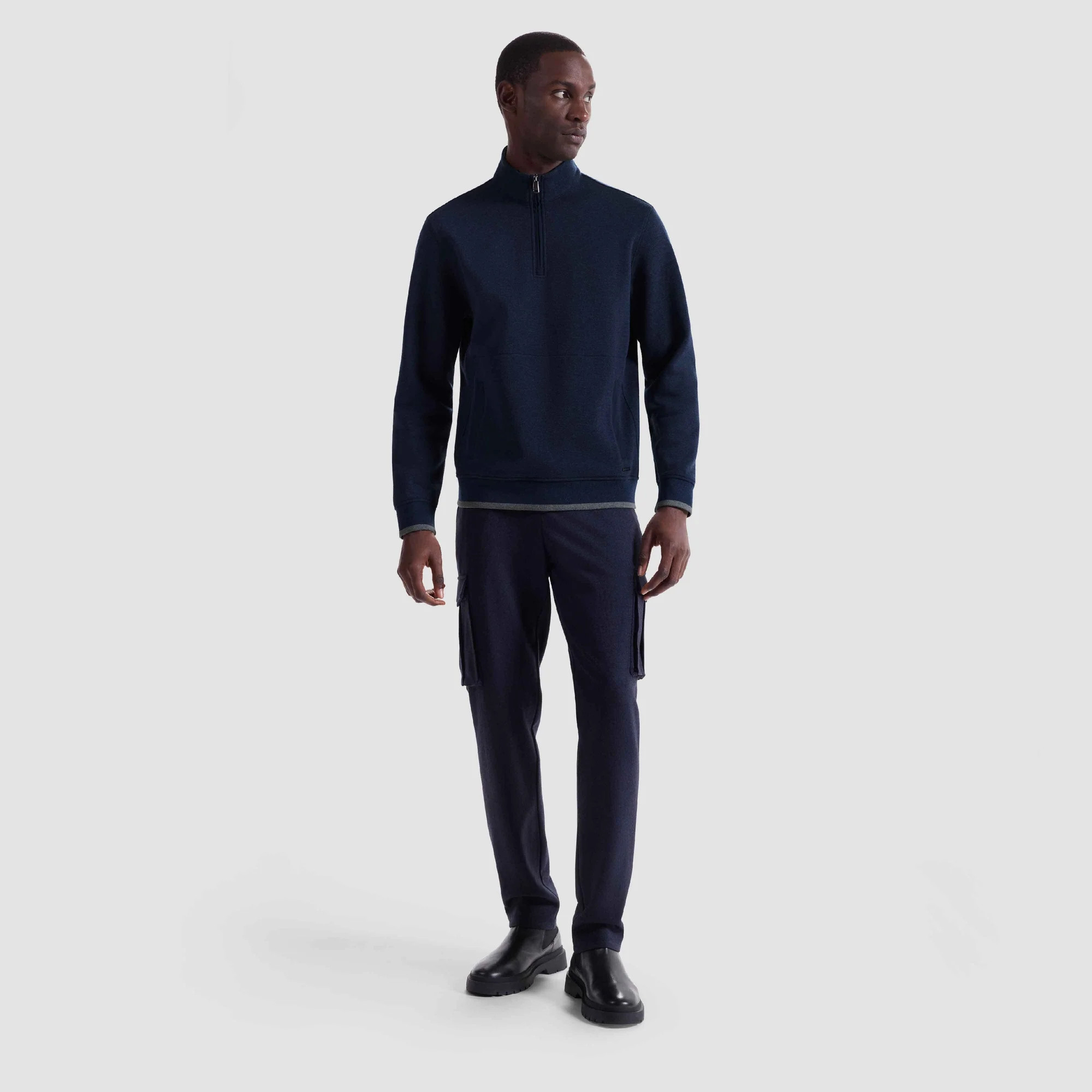 Heathered Pique Quarter Zip | Bugatchi