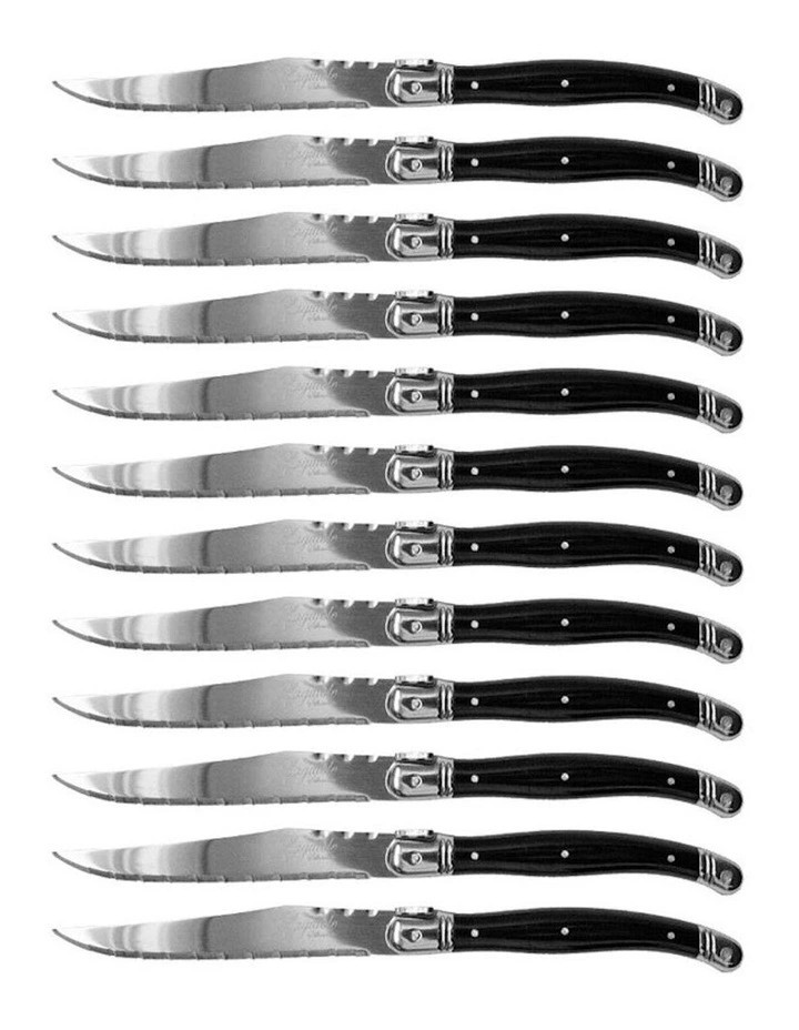 Stainless Steel Steak Knife Set 12 Pack 23.5cm in Black | Myer