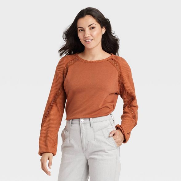 Women's Long Sleeve Thermal Lace Top - Knox Rose™ | Target