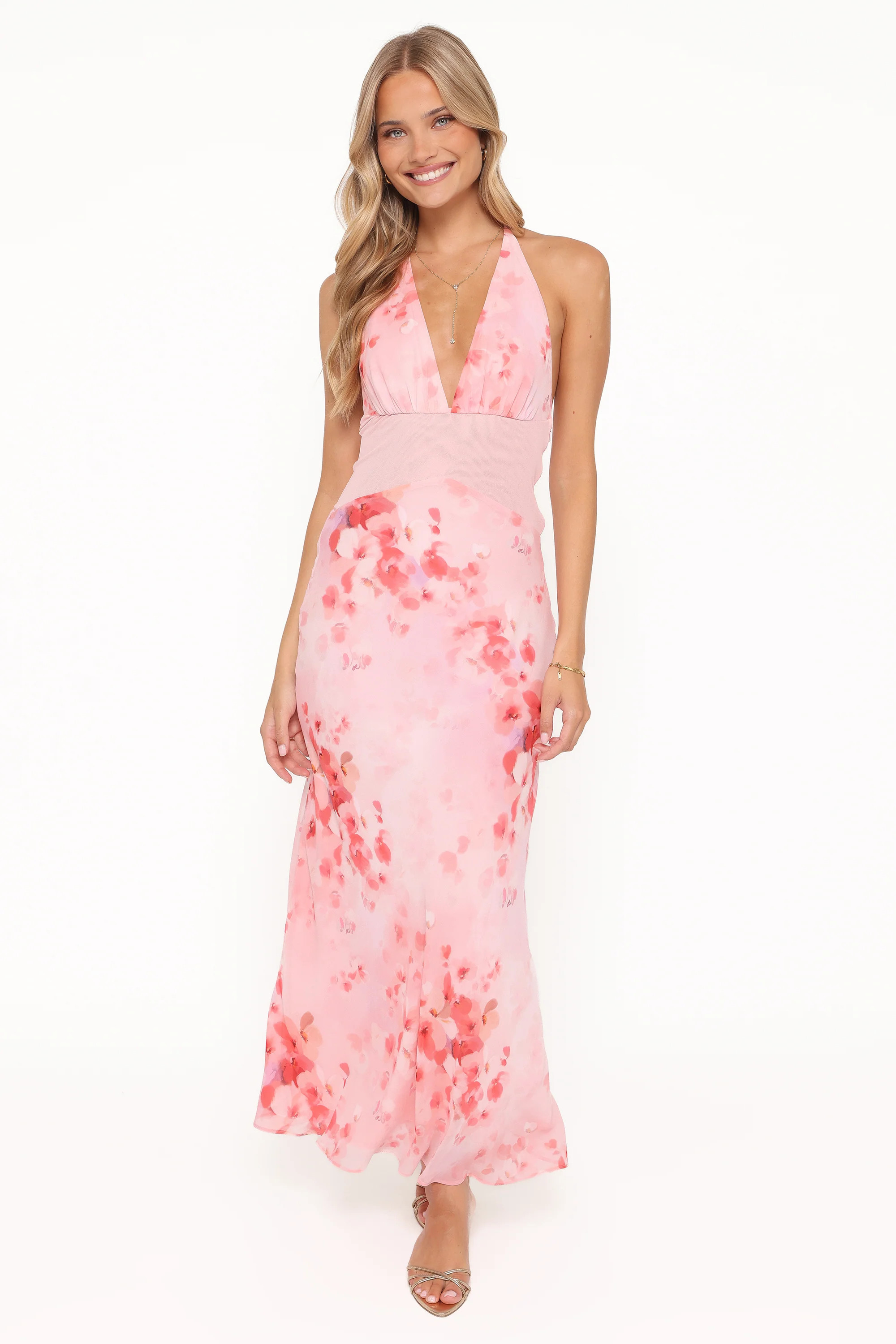 Gwyneth Halterneck Maxi Dress - Pink Floral | Petal & Pup (US)