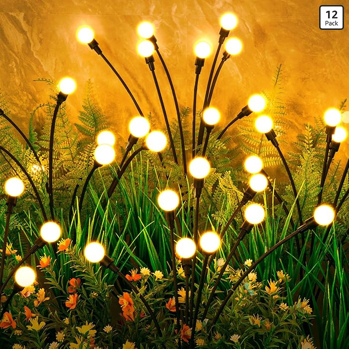 ASMAD Solar Lights Outdoor(12-Pack, 96 LEDs), Solar Garden Lights, Outdoor Decorations, Firefly L... | Amazon (US)
