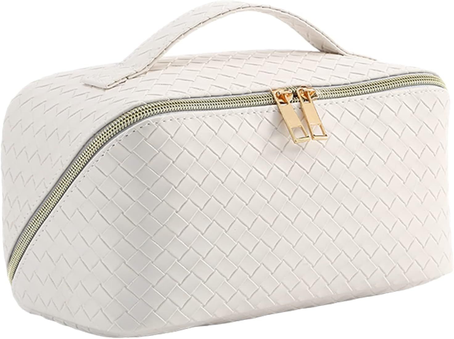 Aiybao Large Capacity Travel Cosmetic Bag - Makeup Bag, Portable Leather Waterproof Cosmetic Bags,Wo | Amazon (US)