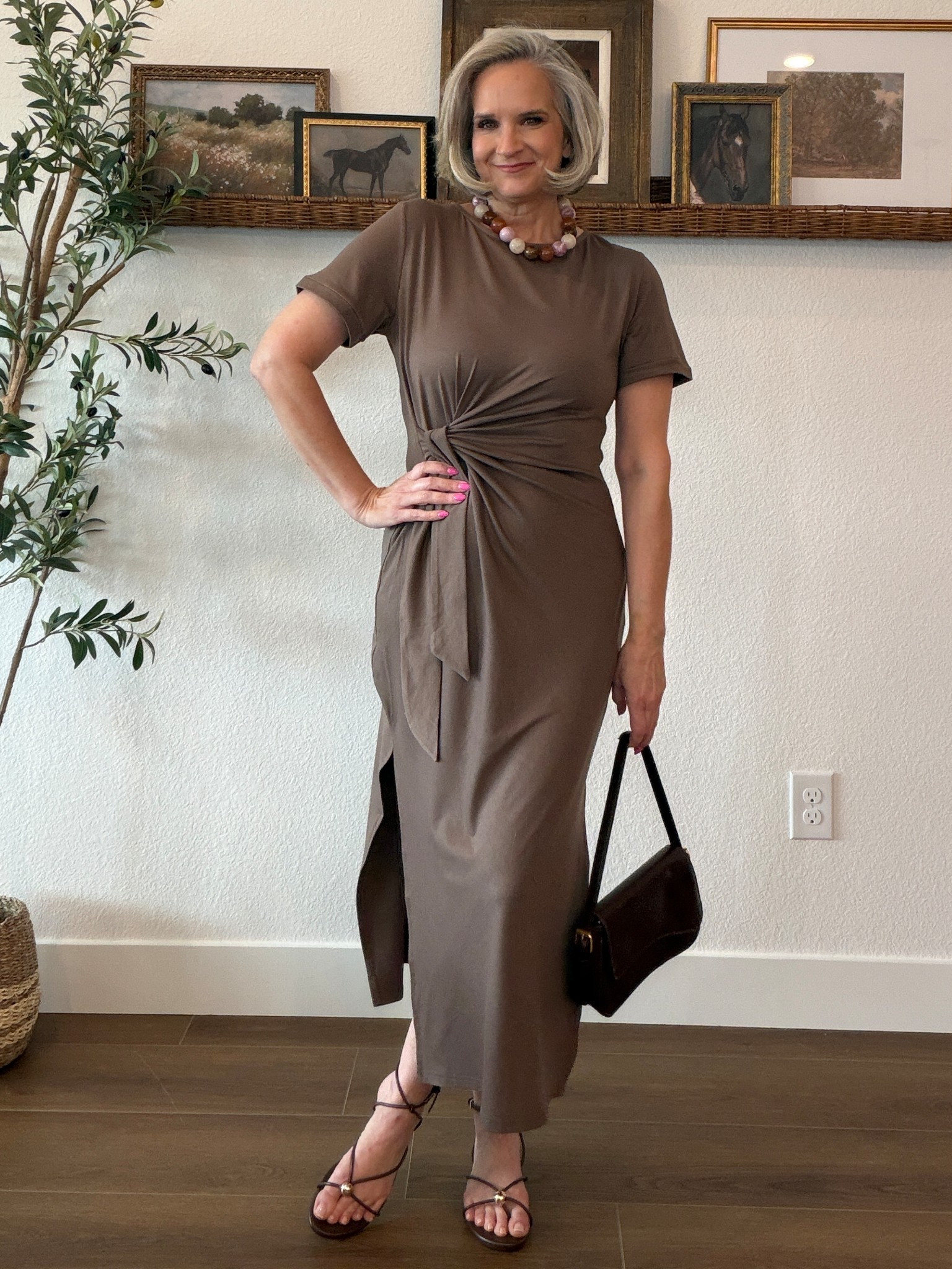 Ultra flattering midlife side tie dress. 
Wearing a M

Amazon, midi, over 50, casual elevated, ankle wrap sandal, look alike, doop sandal

#LTKOver40 #LTKootd