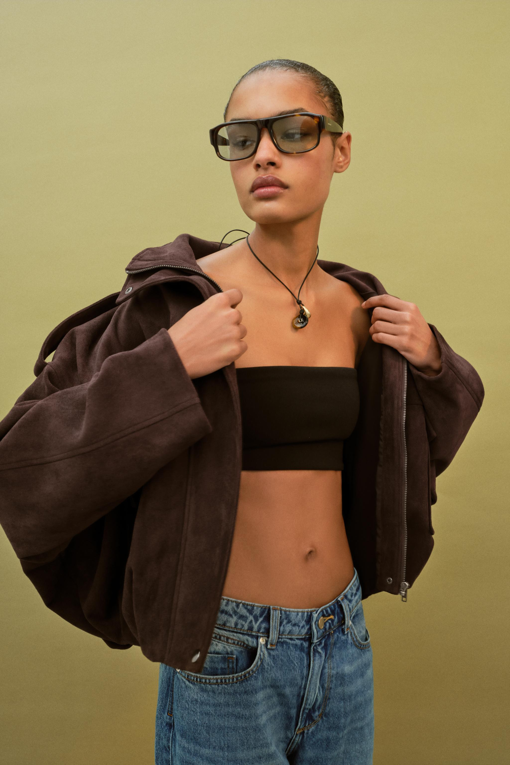 FAUX SUEDE JACKET WITH TABS | Zara UK