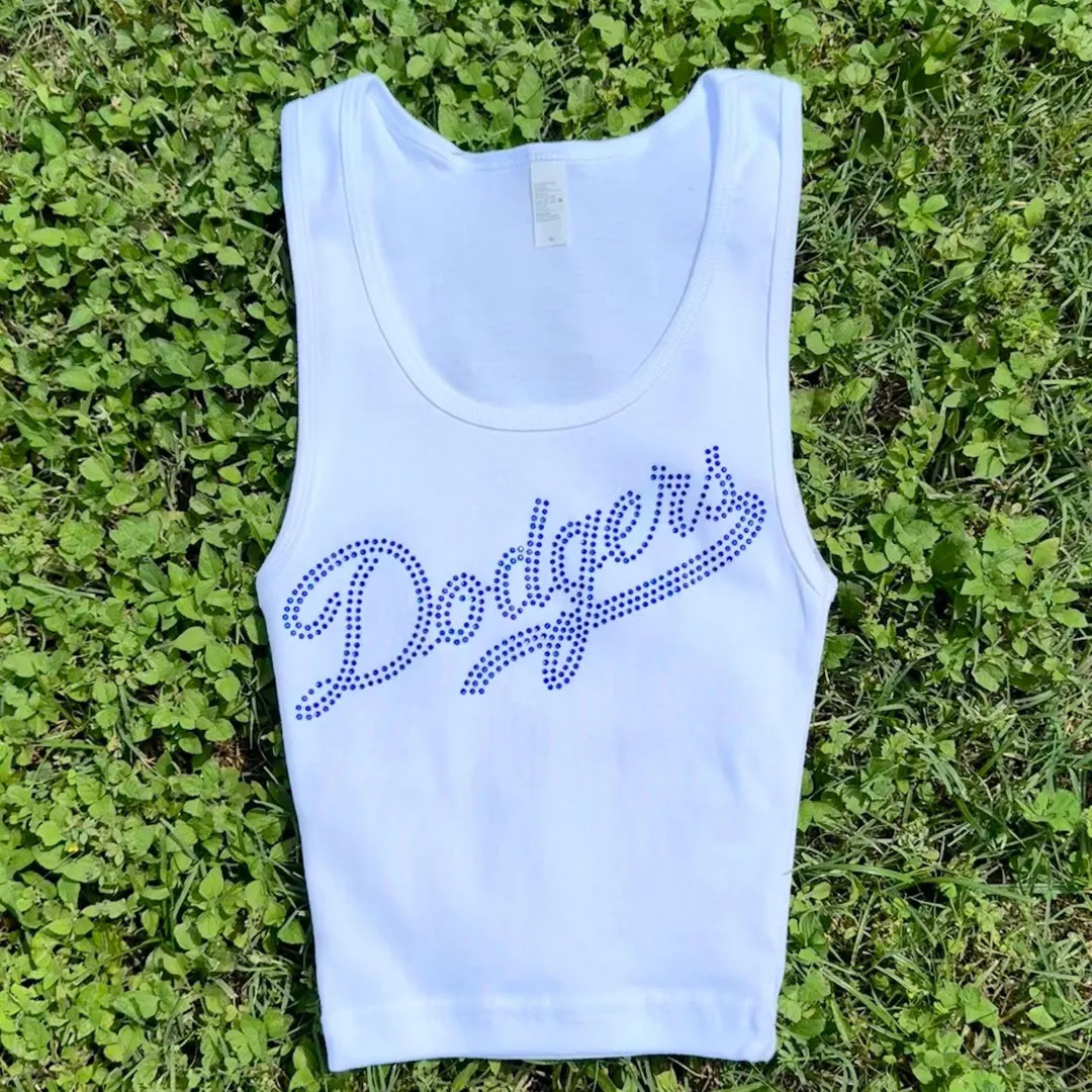 Baseball LA Fan Inspired Rhinestone Cropped Tank Petite (Runs Small) | Etsy (US)