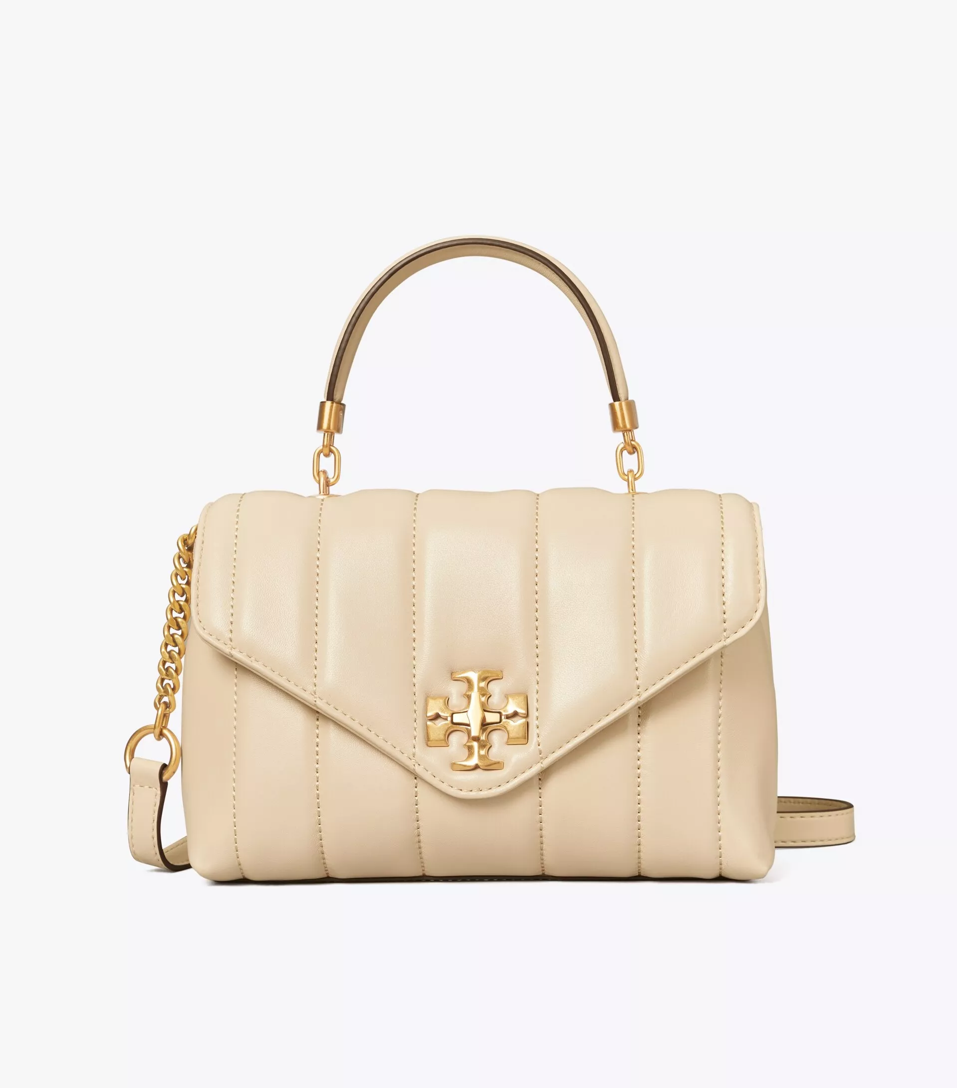 Tory Burch Mini Kira Moto Quilted Leather Top Handle Bag in Pink Magnolia