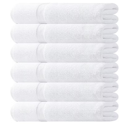 White Classic 24x50" Bath Towels Set 6 Pc, 100% Cotton Lightweight Bathroom Towels, Quick Dry Everyday Towels - 6 Pack | Target