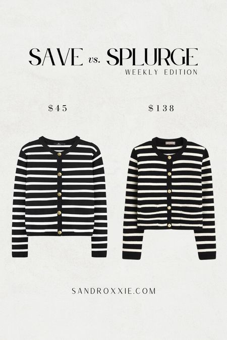 Save vs. splurge — striped sweater 

xo, Sandroxxie by Sandra
www.sandroxxie.com | #sandroxxie

save or splurge, same vibe for less


#LTKSeasonal #LTKstyletip #LTKfindsunder50